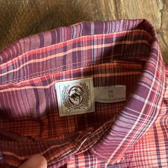 Cinch Boys' Plaid Print Long Sleeve Button-Down Up Shirt Size Size 10 Kids Youth - Picture 2 of 8